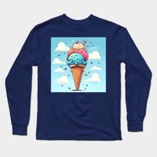 Rainbow Bubblegum Ice Cream Cone Long Sleeve T-Shirt